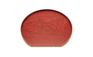 【チェリーピンク】紀州漆器 木製 カラー半月盆 トレー 36cm