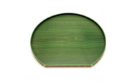 【リーフグリーン】紀州漆器 木製 カラー半月盆 トレー 36cm