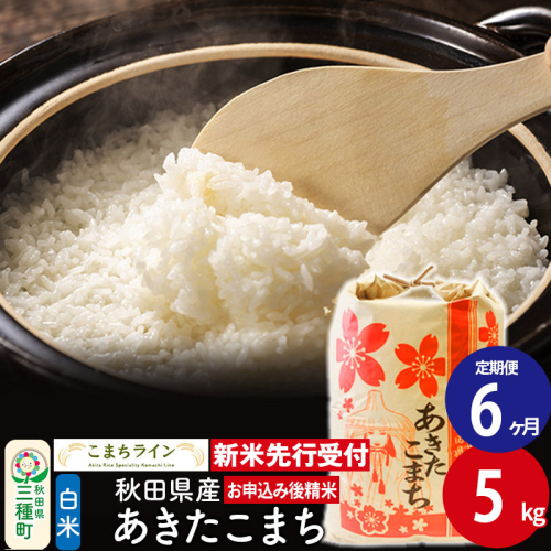 《新米先行受付》《定期便6ヶ月》【白米】あきたこまち 5kg 秋田県産 令和6年産  こまちライン 1377166 - 秋田県三種町