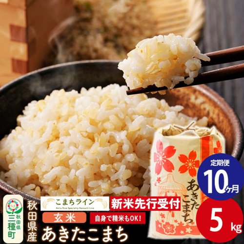 《新米》《定期便10ヶ月》【玄米】あきたこまち 一等米 5kg 秋田県産 令和8年産  こまちライン [秋田 お米 米どころ あきたこまち こまちライン] 1377218 - 秋田県三種町