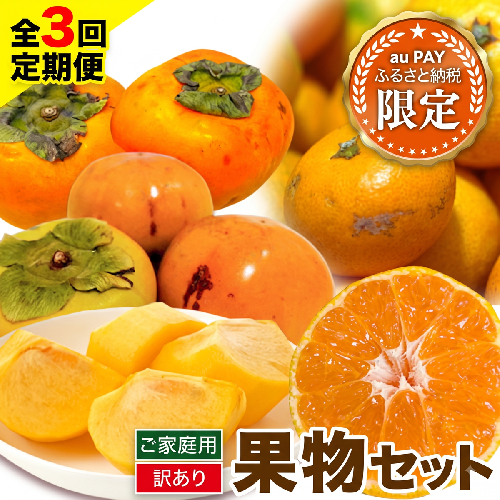 【三太郎の日限定】【発送月固定定期便】フルーツセット ご家庭用 訳あり果物セット (平核無柿 富有柿 みかん)【全３回】 魚鶴商店《10月上旬-12月末頃出荷予定(土日祝除く)》 和歌山県 日高町 平核無柿 富有柿 柿 みかん 柑橘 蜜柑 果物 フルーツ 送料無料 定期便
 1379584 - 和歌山県日高町