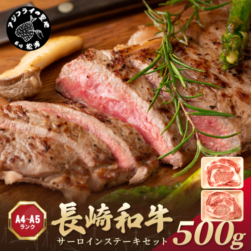 【A4～A5】長崎和牛サーロインステーキセット 500g(250ｇ×2枚)【B8-015】肉 牛肉 牛 長崎和牛 国産牛 サーロイン ステーキ ステーキ肉 お取り寄せ プレゼント ギフト 送料無料 人気 美味しい 返礼品 おすすめ 1379594 - 長崎県松浦市