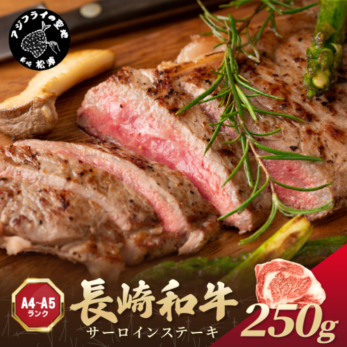 【A4～A5】長崎和牛サーロインステーキ 250g(250g×1枚)【B0-186】 肉 牛肉 牛 長崎和牛 国産牛 サーロイン ステーキ ステーキ肉 お取り寄せ プレゼント ギフト 送料無料 人気 美味しい 返礼品 おすすめ 1379595 - 長崎県松浦市