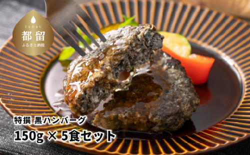 【美味しい森林保全】特撰 黒ハンバーグ150g×5食セット【キコリの炭】