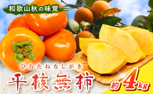 G7110_和歌山秋の味覚 平核無柿（ひらたねなしがき）約4kg 化粧箱入 1381486 - 和歌山県湯浅町