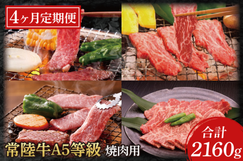 【4ヶ月定期便】常陸牛A5等級　焼肉用（もも肉・ヒレ肉・ロース肉・ランプ肉）（AC020） 1381963 - 茨城県大子町