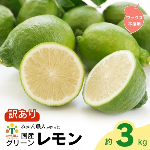 訳あり レモン （ グリーンレモン ） 3kg りのか 【発送期間:8月中旬～11月中旬】 レモン 減農薬 柑橘 檸檬 くだもの 果実 国産 愛媛 みかん職人武田屋 ブランド 愛媛県産 産直 無添加 1383925 - 愛媛県愛南町