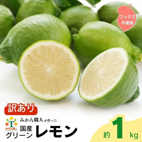 訳あり レモン （ グリーンレモン ） 1kg りのか 【発送期間:8月中旬～11月中旬】 レモン 減農薬 柑橘 檸檬 くだもの 果実 国産 愛媛 みかん職人武田屋 ブランド 愛媛県産 産直 無添加 1383939 - 愛媛県愛南町