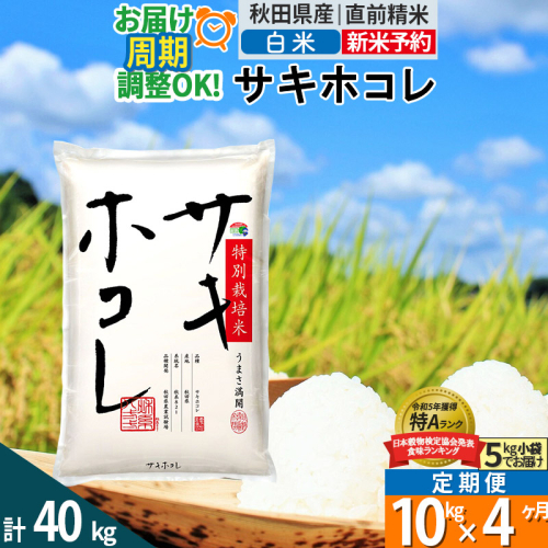 〈令和7年産〉《定期便4ヶ月》【白米】サキホコレ 10kg (5kg×2袋) 秋田県産 特別栽培米 令和7年産 お米 毎月・隔月お届けも可 1388093 - 秋田県仙北市