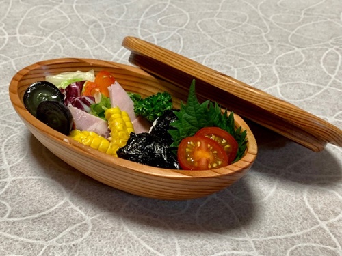 吉野杉 楕円型 ダイエット スリム 弁当箱／津田瑞苑 ボウル 木製 スギ ガラス ウッド コート コーティング 奈良県 宇陀市 138924 - 奈良県宇陀市