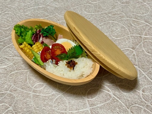 木曽檜 楕円型 ダイエット スリム 弁当箱／津田瑞苑 ボウル 木製 スギ ガラス ウッド コート コーティング 奈良県 宇陀市 138927 - 奈良県宇陀市