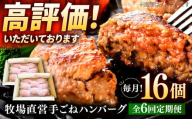 【6回定期便】牧場直営店の手作りハンバーグ（140g×16個）【川崎畜産】 [IAX061]