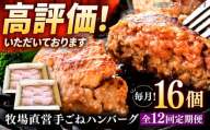 【12回定期便】牧場直営店の手作りハンバーグ（140g×16個）【川崎畜産】 [IAX062]