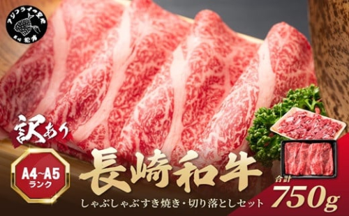 訳あり！【A4～A5】長崎和牛しゃぶしゃぶすき焼き250gと切り落とし500gセット( 牛肉 和牛 おすすめ しゃぶしゃぶ すき焼き 牛肉 冷凍 国産 送料無料 肉 プレゼント お取り寄せ 美味しい )【B2-183】 1389908 - 長崎県松浦市