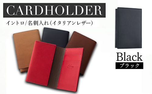 イントロ/名刺入れ（イタリアンレザー・ブラック） カードケース レディース メンズ 二つ折り カード入れ 名刺ケース カード収納 プレゼント おすすめ 福岡県 大木町 ナデルファーデン BK133 1389948 - 福岡県大木町