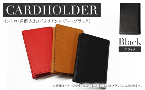 イントロ/名刺入れ（イタリアンレザー・ブラック） カードケース レディース メンズ 二つ折り カード入れ 名刺ケース カード収納 プレゼント おすすめ 福岡県 大木町 ナデルファーデン BK133 1389948 - 福岡県大木町