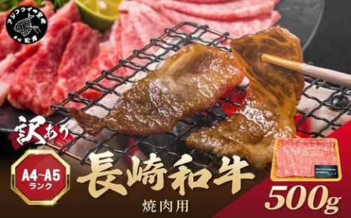 訳あり！【A4～A5】長崎和牛焼肉用 500g( 牛肉 牛 和牛 国産 焼肉 おすすめ 赤身 美味しい バーベキュー プレゼント ギフト 送料無料 お取り寄せ )【B2-205】 1390028 - 長崎県松浦市