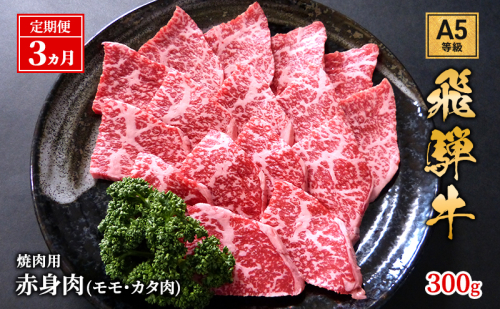 【定期便3ヶ月】牛肉 飛騨牛 焼き肉 セット 赤身 モモ 又は カタ 300g 黒毛和牛 Ａ5 美味しい お肉 牛 肉 和牛 焼肉 BBQ バーベキュー 【岐阜県池田町】 1391569 - 岐阜県池田町