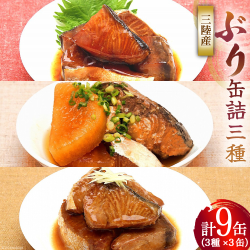 三陸産 ぶり 缶詰 食べ比べ セット 170g×9缶 3種×3缶 [気仙沼市物産振興協会 宮城県 気仙沼市 20565276] ぶり大根 ぶり照り煮 ぶり味噌煮 長期保存 非常食 備蓄 防災 キャンプ アウトドア 1392424 - 宮城県気仙沼市