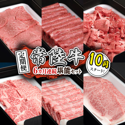【定期便】【令和7年10月スタート】【全6回】『常陸牛』人気6か月堪能セット（6か月連続でお届け） お肉 肉 牛肉 ステーキ サーロイン 赤身 切り落とし 霜降り カルビ [BX31-NT] 139291 - 茨城県つくばみらい市