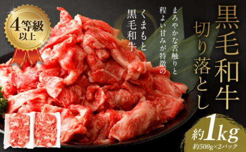 くまもと 黒毛和牛 切り落とし 約1kg 約500g×2パック 牛肉 和牛 肉 お肉 使い切り 小分け すき焼き 肉じゃが カレー 1393974 - 熊本県益城町