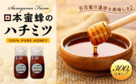 日本蜜蜂のハチミツ100％！はちみつ（逆さ容器300ｇ2本）  高級 自然食品 無添加 ニホンミツバチ