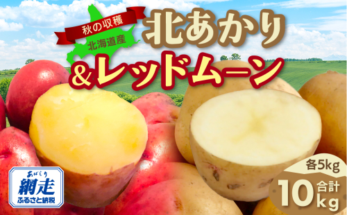 【先行予約】秋の収穫北あかり、レッドムーン合計10kg（2025年9月15日以降発送） ABAO085 1395293 - 北海道網走市