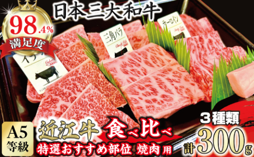A5等級未経産雌牛　特選近江牛おすすめ部位　焼肉3種盛り　300ｇ【FO29U】 1395663 - 滋賀県近江八幡市
