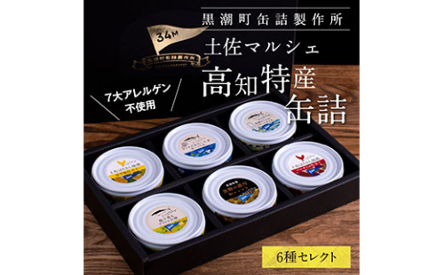 RHT022　支援品 防災 ホテルおすすめ！黒潮町の缶詰セット［6種セレクト］／ホテルのマルシェで販売している、売れ筋上位6種類の缶詰を詰め合わせ《7大アレルゲン不使用・完全専用ライン・衛生管理》〈黒潮町共通返礼品〉 139732 - 高知県芸西村