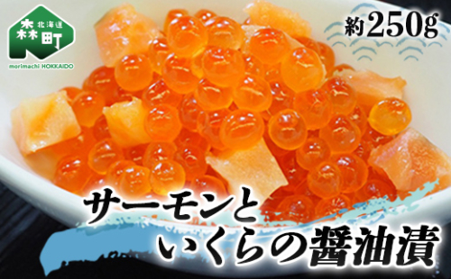 サーモンといくらの醤油漬 約250g（250g×1パック） ＜ワイエスフーズ＞ いくら醤油漬け 海鮮丼 サケ さけ 鮭 いくら イクラ しょうゆ漬け 海産物 セット 森町 ふるさと納税 北海道 mr1-0594 1397967 - 北海道森町