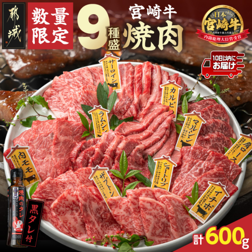 【数量限定】宮崎牛9種盛り焼肉セット≪みやこんじょ特急便≫_22-3101-Q 1400440 - 宮崎県都城市