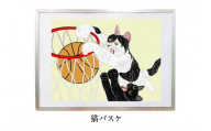 オリジナルデジタルイラスト（額入り）『猫バスケ』 mi0105-0001-16