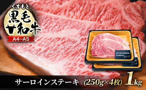 牛肉 A4～A5 くまもと 黒毛和牛 サーロイン ステーキ セット 1kg (250g×4枚) 肉 お肉 ※配送不可：離島 1402033 - 熊本県錦町