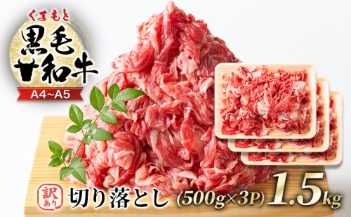 訳あり 牛肉 A4～A5 くまもと 黒毛和牛 切り落とし 1.5kg (500g×3p) 肉 お肉 ※配送不可：離島 1402050 - 熊本県錦町