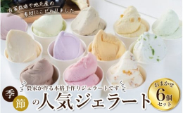 畑から育てることにこだわったキミノーカの『季節の人気ジェラート6個セット』です。主に自ら育てた紀美野産の野菜や果物を原材料に使用しています。柿や柑橘、ほうれん草やカボチャなどの身近な食材を使ったジェラ