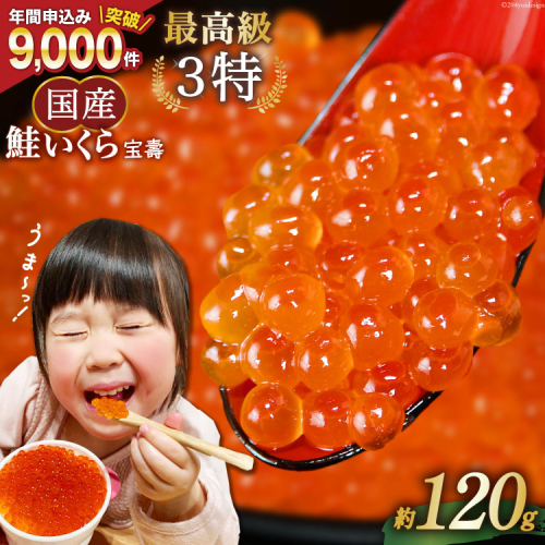 【TVで紹介！】最高級3特 国産 味付 いくら 宝壽 醤油漬 120g×1 [かわむら家 宮城県 気仙沼市 20565080] イクラ 海鮮 魚介類 醤油漬け 鮭いくら 140553 - 宮城県気仙沼市