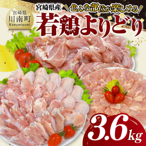 宮崎県産 若鶏 よりどり 3.6kg 【 もも 手羽先 チキンリブ 肩肉 鶏肉 とり肉 料理 便利 】 1413004 - 宮崎県川南町