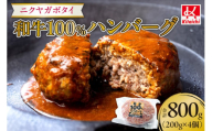 ニクヤガボタイ和牛100%ハンバーグ 200g×4個(800g)