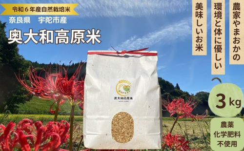 ★自然栽培米★新米【令和6年産】玄米 3kg ９月末より順次発送/自然栽培米 新米 令和6年産 玄米 農家やまおか 無農薬 国産 お米 奈良県 宇陀市 お米 玄米 送料無料 1415566 - 奈良県宇陀市