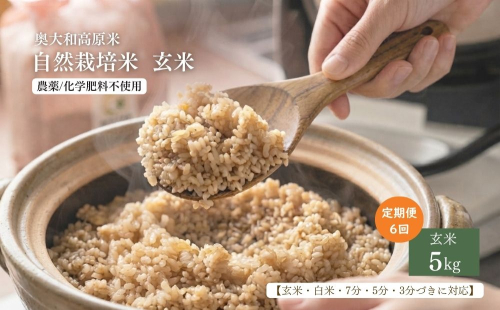 【定期便6回】【令和8年産】自然栽培米 5kg｜選べる 玄米・分づき・白米／ 無農薬 米 お米 一等米 こめ コメ 国産 新米 玄米 農家やまおか 除草剤 肥料不使用 奈良県 宇陀市 ふるさと納税 
 1415589 - 奈良県宇陀市