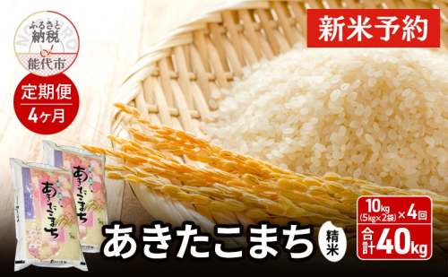 新米 先行予約《定期便4ヶ月》 あきたこまち 精米 10kg（5kg×2袋）×4回 合計40kg 秋田県産 お米 米 ごはん ご飯 単一原料米   1416510 - 秋田県能代市