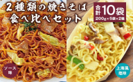 2種類の焼きそば食べ比べセット 合計10袋(200g×5袋×2種) ソース焼きそば 上海風塩焼きそば 日東ベスト 冷凍 レトルト お取り寄せ  簡単調理  国内製造 贈答 お中元 お歳暮 ギフト ボイル 湯せん 電子レンジ 012-G-NB008