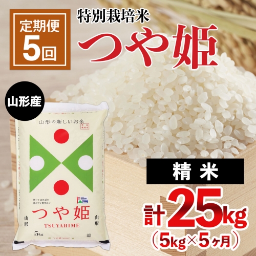 【定期便5回】山形産 特別栽培米 つや姫 5kg×5ヶ月(計25kg) FZ21-333