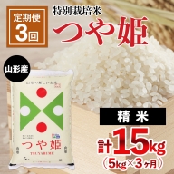 [定期便3回]山形産 特別栽培米 つや姫 5kg×3ヶ月(計15kg) FZ21-336