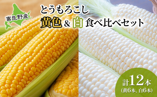 2025年先行受付 とうもろこし 食べ比べ 富良野産とうもろこし 黄6本・白6本セット 北海道 富良野 ふらの コーン とうきび トウモロコシ ホワイトコーン 野菜 甘い 1417724 - 北海道富良野市