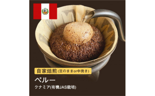 自家焙煎コーヒー！310g #030 ペルー クナミア 珈琲（豆または中挽きから選択） 1417957 - 大阪府堺市