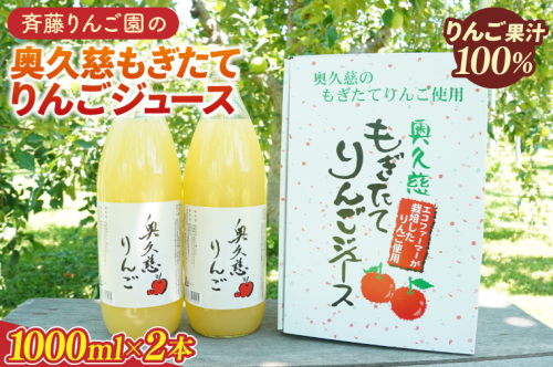 斉藤りんご園の奥久慈りんごジュース（ストレート）1000ml×2本セット（化粧箱入り）（CG004） 1418272 - 茨城県大子町