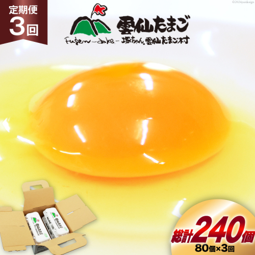 BI034 3回 定期便 雲仙たまごLサイズ  80個 (10個入り×8パック)(75個＋割れ補償5個入り) [ 卵 たまご 生卵 鶏卵 赤卵 玉子 新鮮 塚ちゃん雲仙たまご村 長崎県 島原市 ] 1419056 - 長崎県島原市
