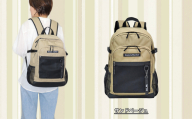 撥水、軽量、ポケット多数、ボックスロゴがお洒落な １０ポケット ２４L サンドベージュ WZ013-3