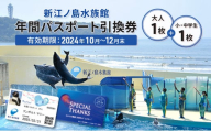 チケット 神奈川 【新江ノ島水族館】年間パスポート引換券(大人1枚+小・中学生1枚) 有効期間2024年10月～12月末まで 水族館 パスポート 入場券 江ノ島 藤沢市 神奈川県 プレゼント ギフト